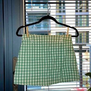 Green Gingham Skort